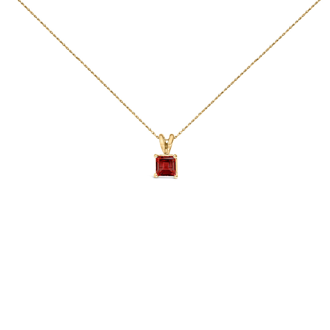 14K White Gold 5x5 MM Square Shaped Purple Amethyst Solitaire Pendant Necklace