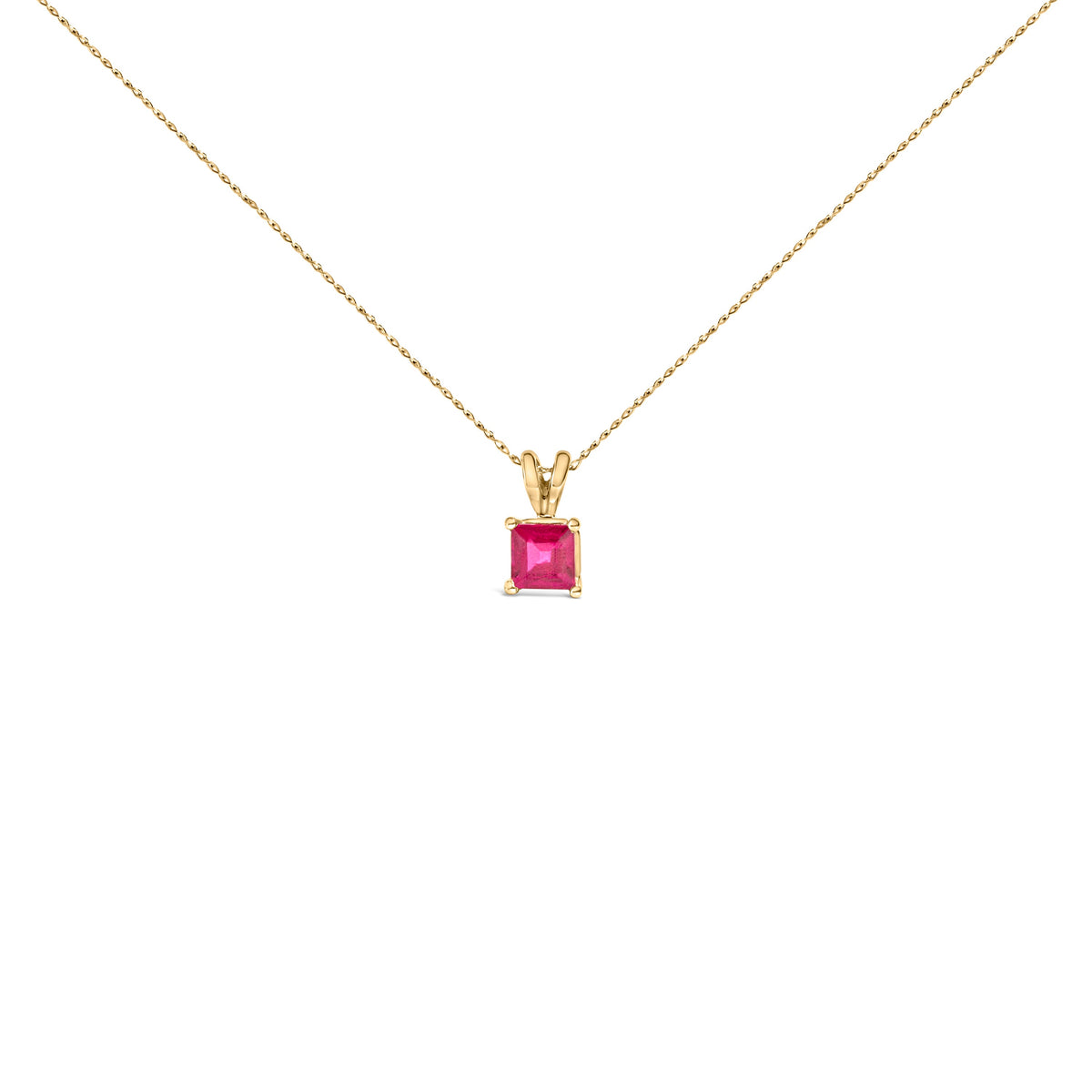 Collar con colgante solitario de amatista morada de oro blanco de 14 quilates con forma cuadrada de 5x5 mm
