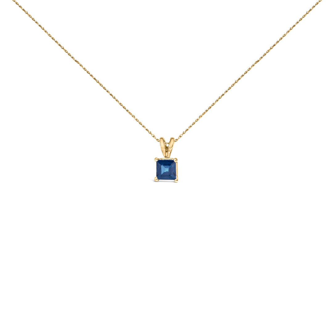 14K White Gold 5x5 MM Square Shaped Purple Amethyst Solitaire Pendant Necklace