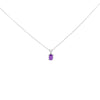 14K White Gold 6x4MM Oval Shaped Purple Amethyst Solitaire Pendant Necklace