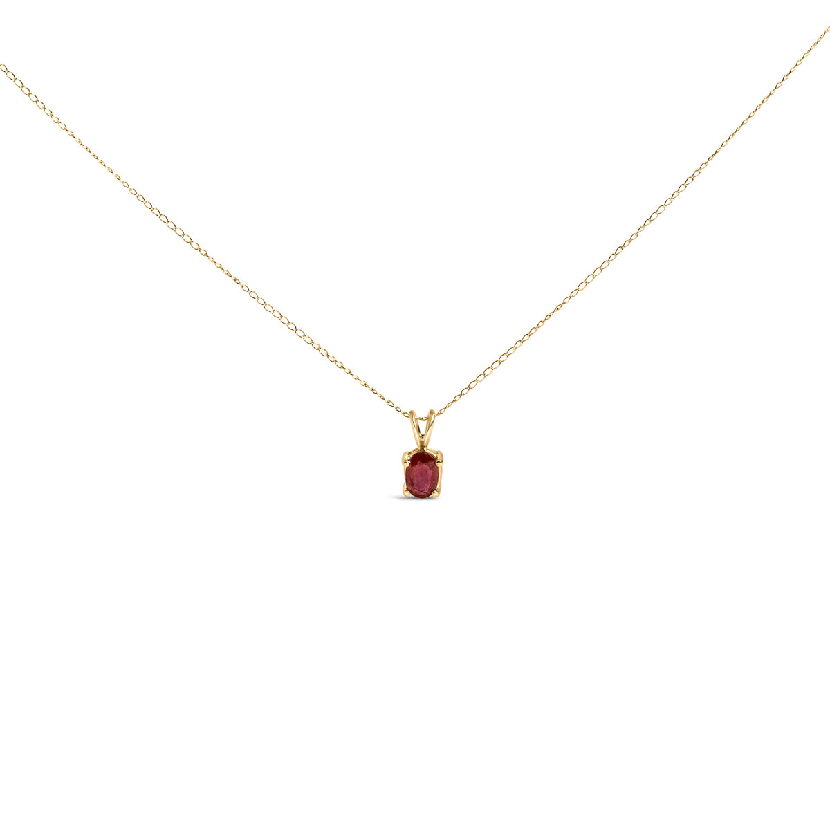 Collar con colgante solitario de amatista morada talla ovalada de 6x4 mm en oro blanco de 14 quilates