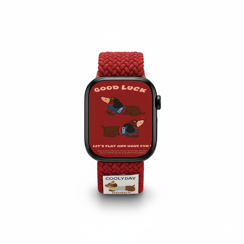 Correa elástica de punto roja para Apple Watch de la serie Salchicha de la Suerte