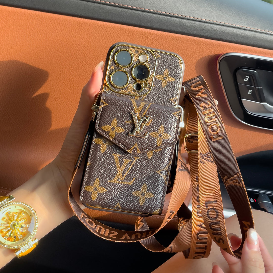 Estuche de teléfono con tarjetero de lujo clásico nuevo