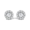 10K White Gold 1 1/2 Cttw Lab Grown Diamond Halo Stud Earrings