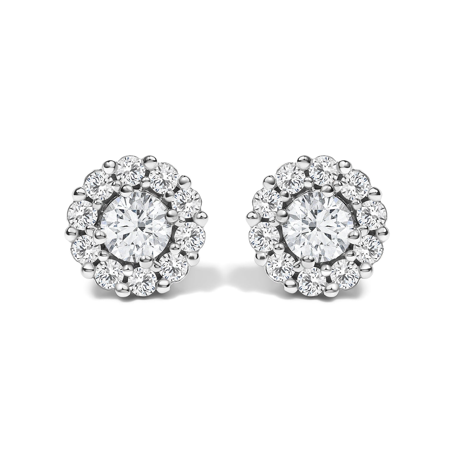 10K White Gold 1 1/2 Cttw Lab Grown Diamond Halo Stud Earrings
