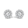 10K White Gold 3.0 Cttw Lab Grown Diamond Halo Stud Earrings