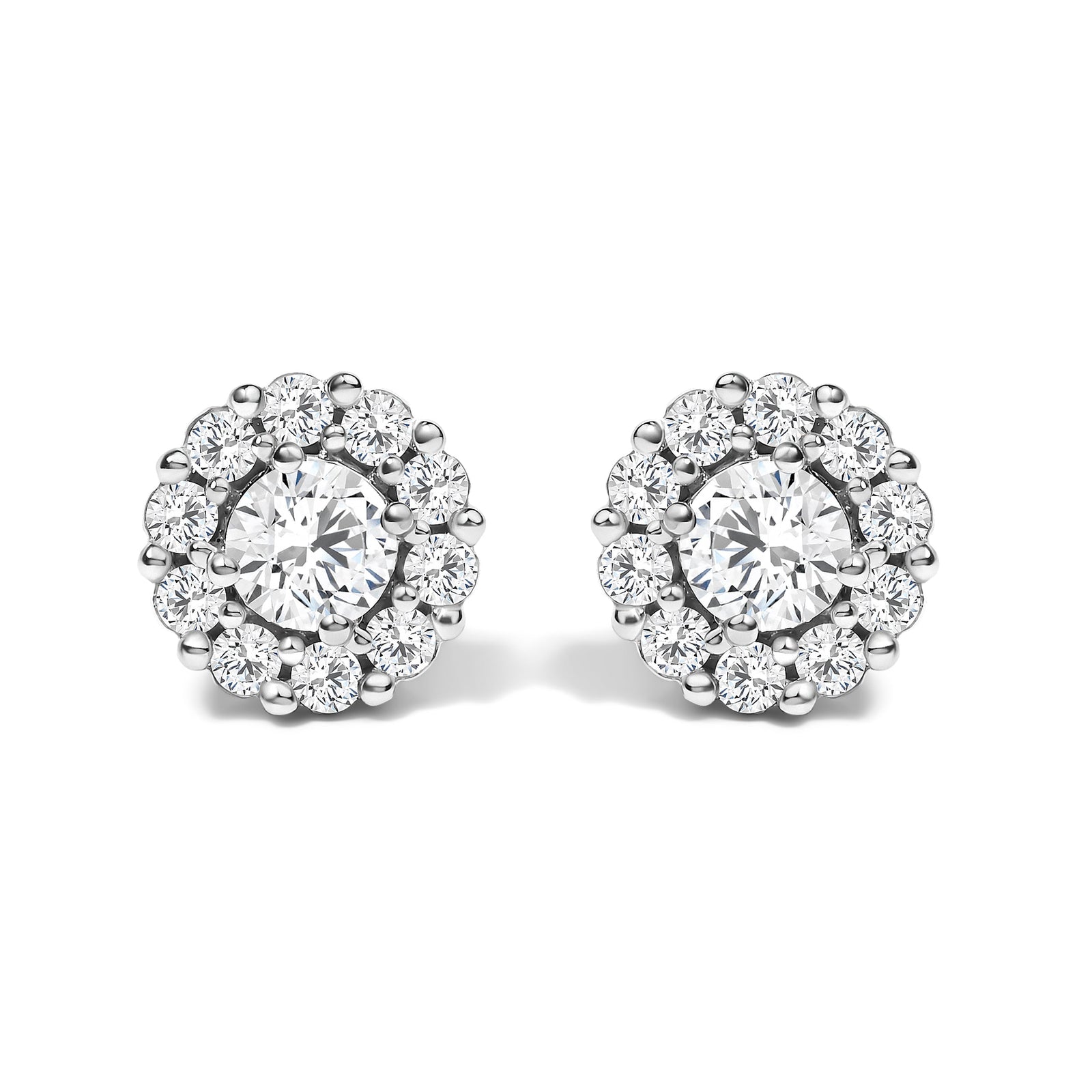 10K White Gold 3.0 Cttw Lab Grown Diamond Halo Stud Earrings