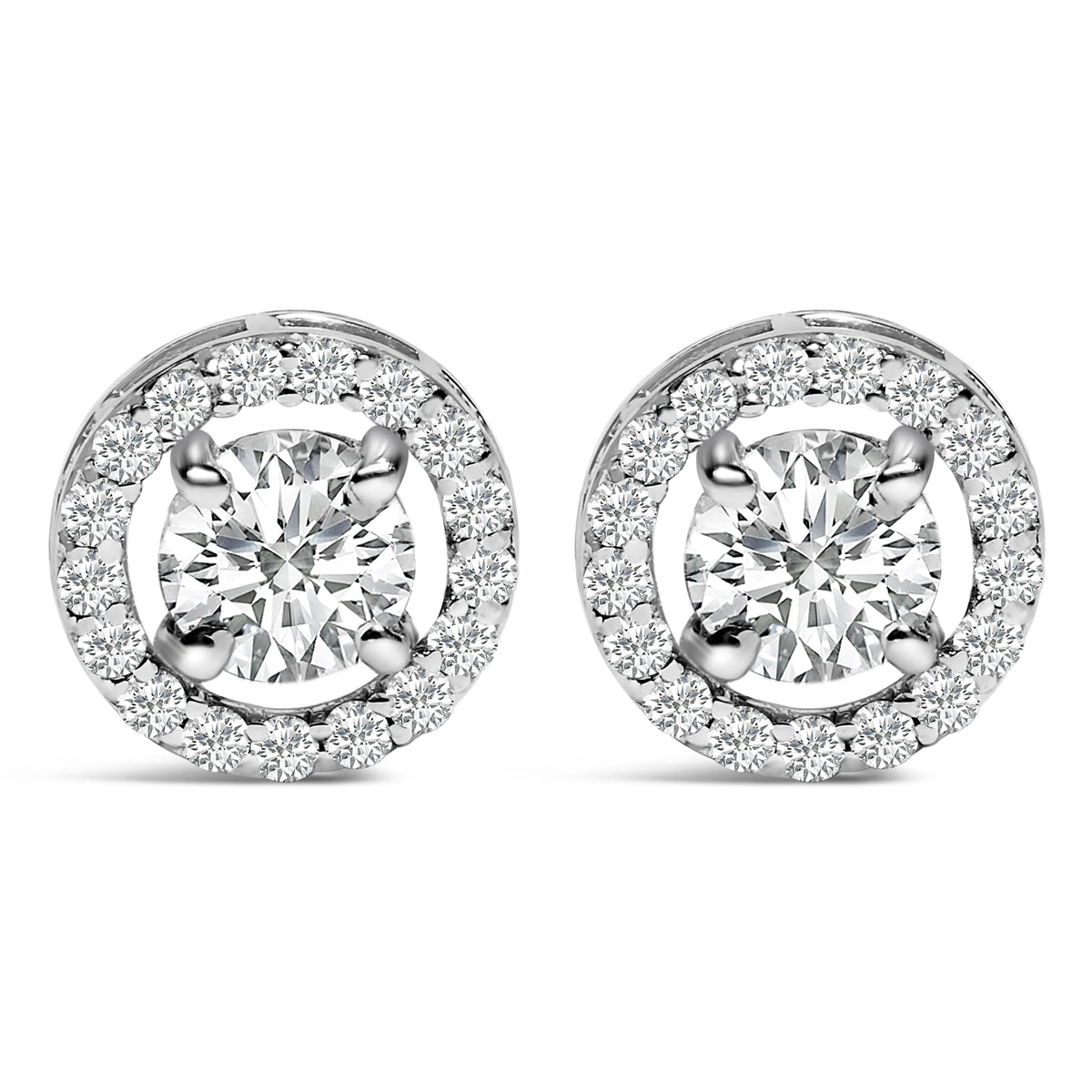 Gemelos de oro blanco de 14 quilates para hombre con halo de diamantes creados en laboratorio de 1,75 quilates de peso total