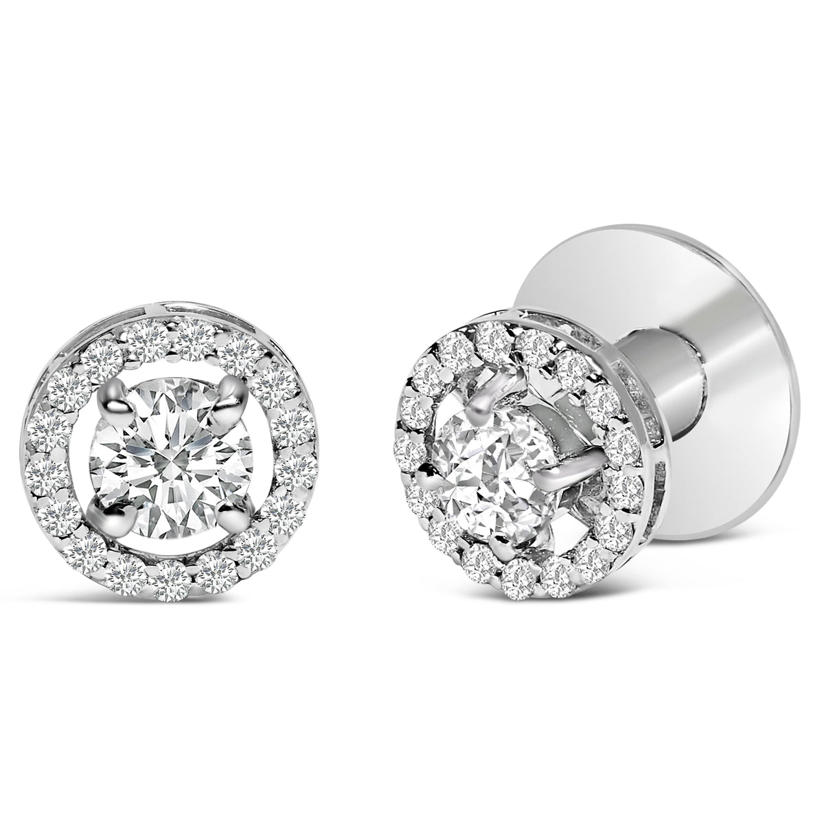 Gemelos de oro blanco de 14 quilates para hombre con halo de diamantes creados en laboratorio de 1,75 quilates de peso total