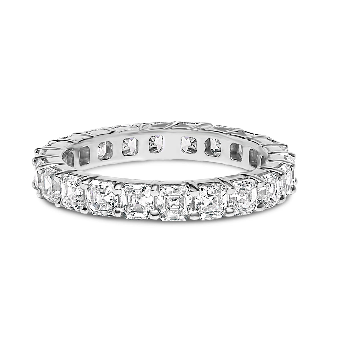 14K White Gold 2 1/3 Cttw Asscher Cut Lab Grown Diamond Eternity Band Ring (E-F Color, VS1-VS2 Clarity) - Ring Size 5.5