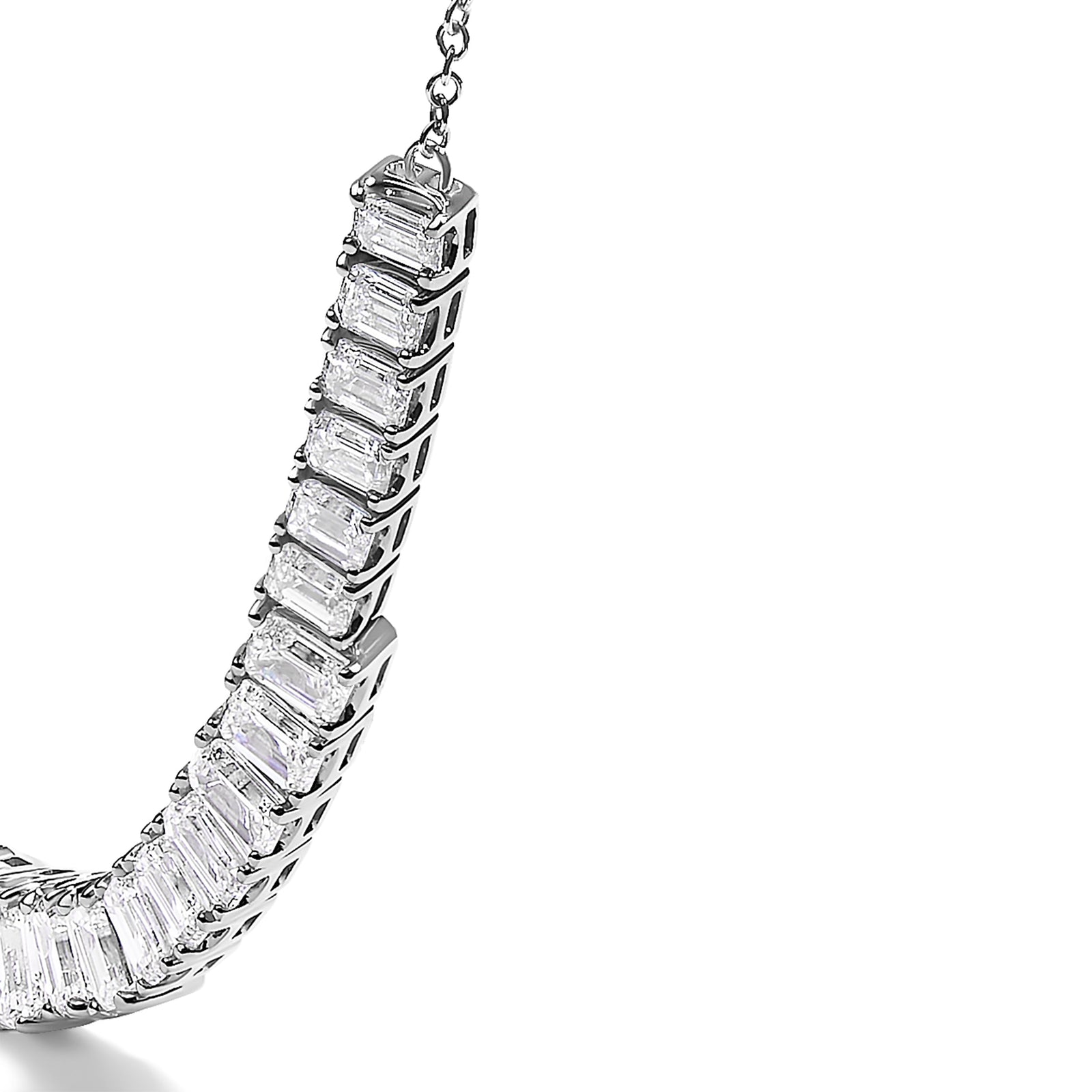 14K White Gold Lab Grown Diamond 5.0 Cttw Emerald Cut Station Necklace