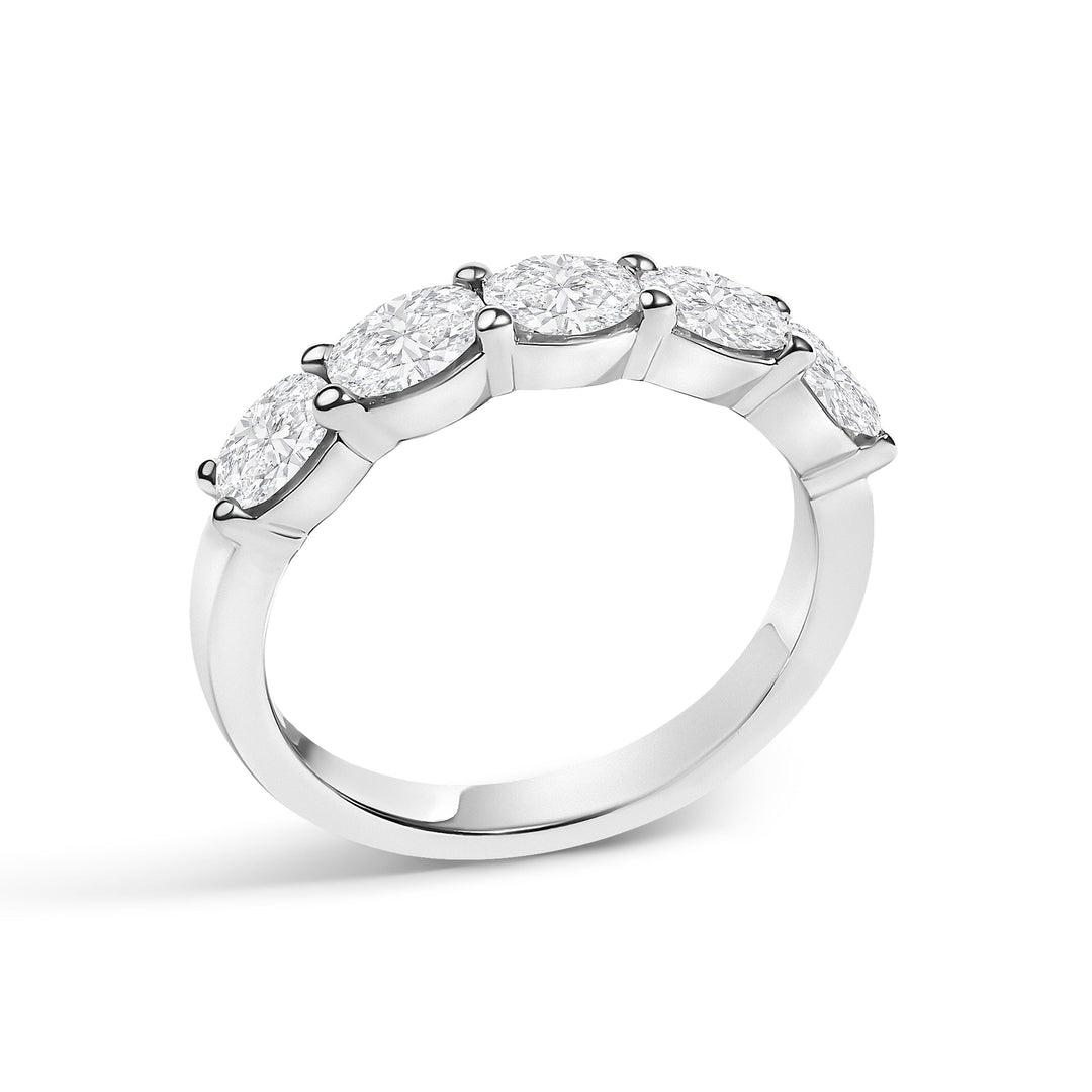 14K White Gold 1 1/4 Cttw Lab Grown Oval East West Band Ring