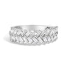 14K White Gold 7/8 Cttw Lab Grown Baguette Weave Design Band Ring