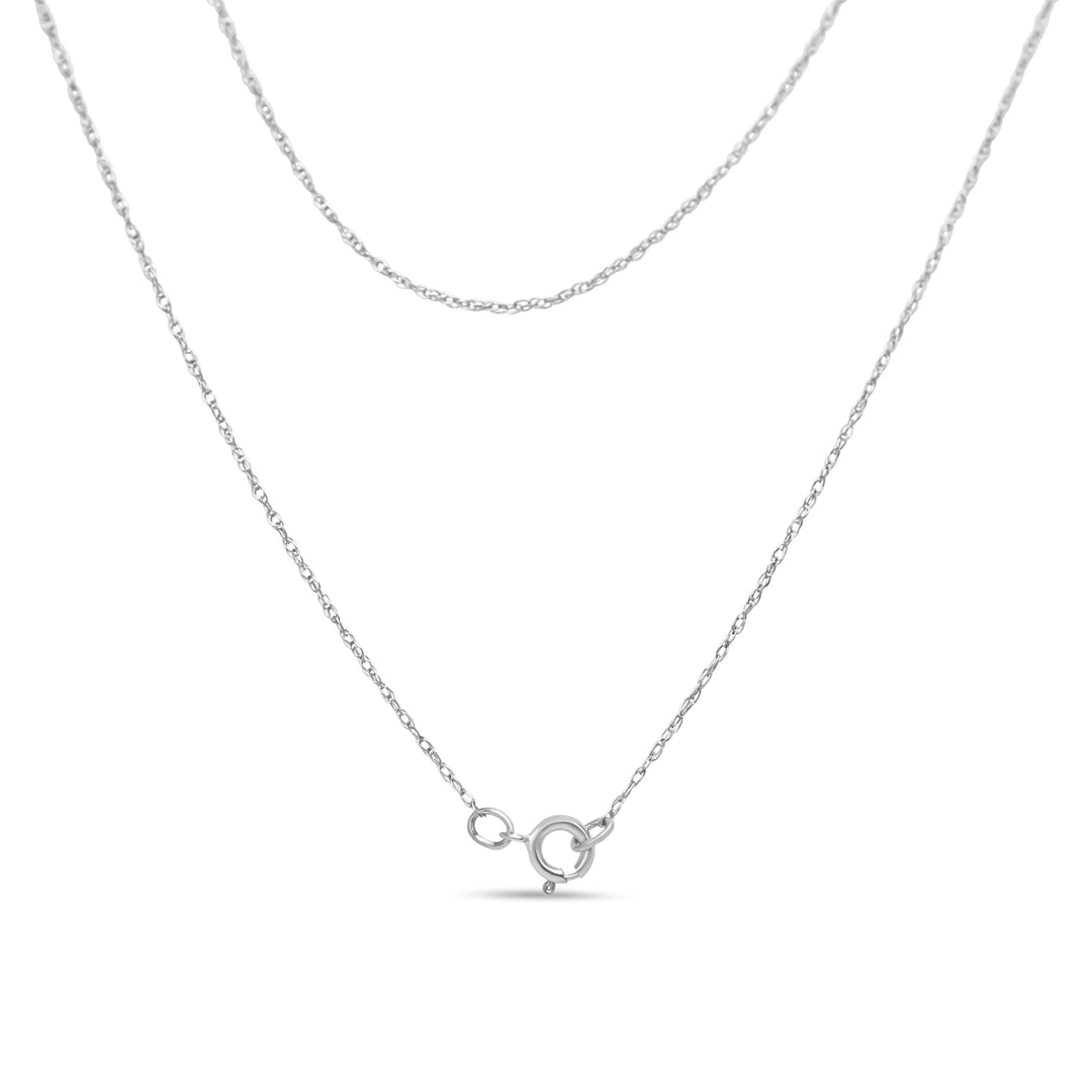 Collar con colgante de oro blanco de 10 qt con forma cuadrada de diamante de talla redonda engastado en milagro de 0,10 qt (color H-I, claridad SI2-I1) de 45,72 cm