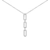 14K White Gold 1/10 Cttw Diamond Triple Paper Clip Pendant Necklace