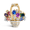 18K Yellow Gold 1 1/10 Cttw Diamond and Mixed Gemstone Floral Bouquet Pendant and Brooch Pin (G-H Color, VS1-VS2 Clarity)