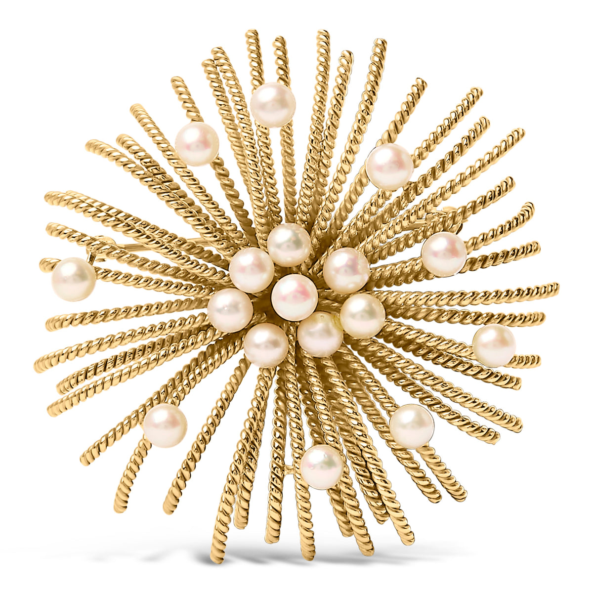 Broche de alfiler "Starburst" de perlas cultivadas de agua dulce y oro amarillo de 18 quilates