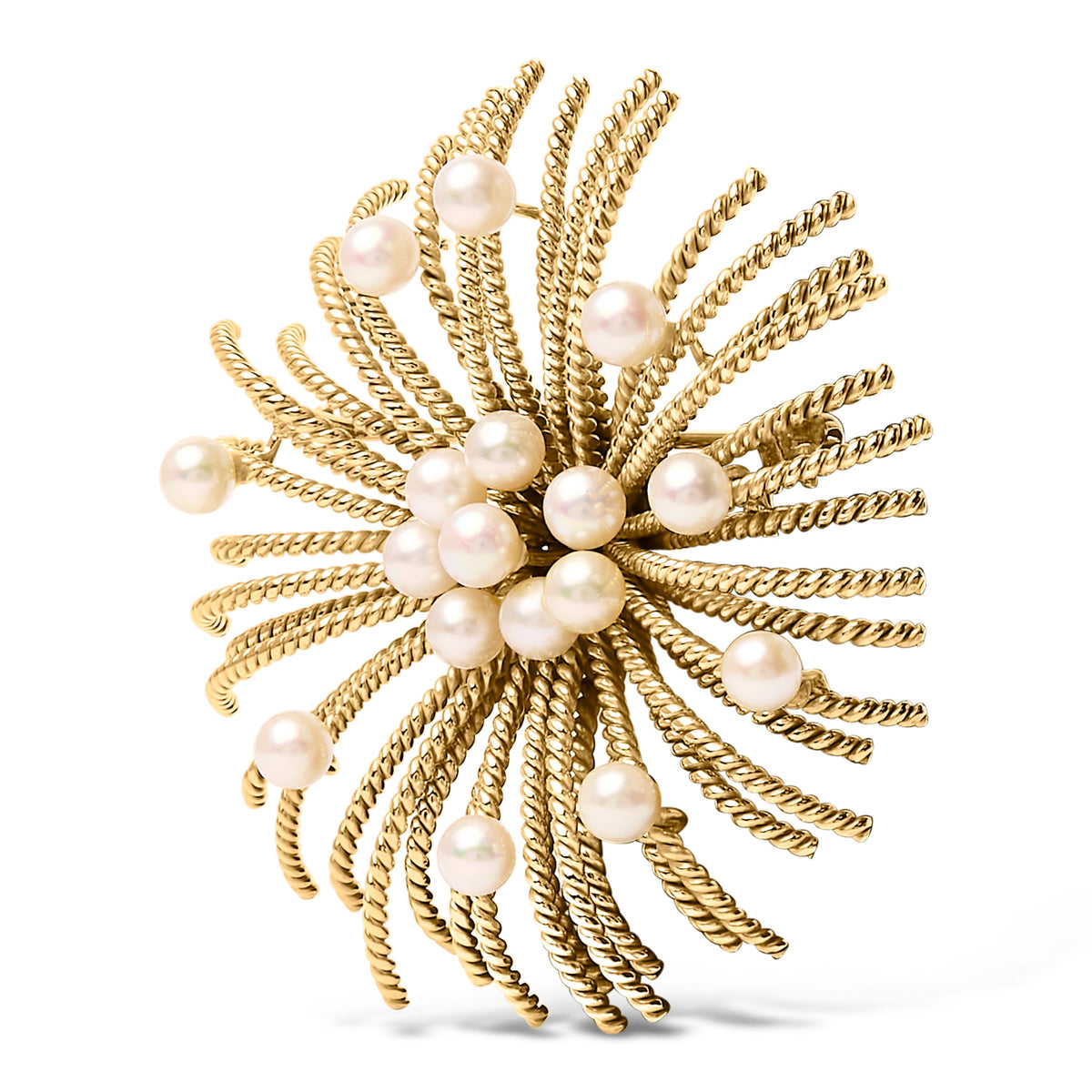 Broche de alfiler "Starburst" de perlas cultivadas de agua dulce y oro amarillo de 18 quilates