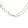 18K Yellow Gold Vermeil Cultured Pearl Strand Necklace with Rolo and Paperclip Chain