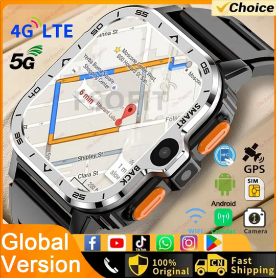 Rugged Android OS Smart-Watch - Google Play Store - GPS, Bluetooth, Wi-Fi, 4G Cellular - Dual Camera