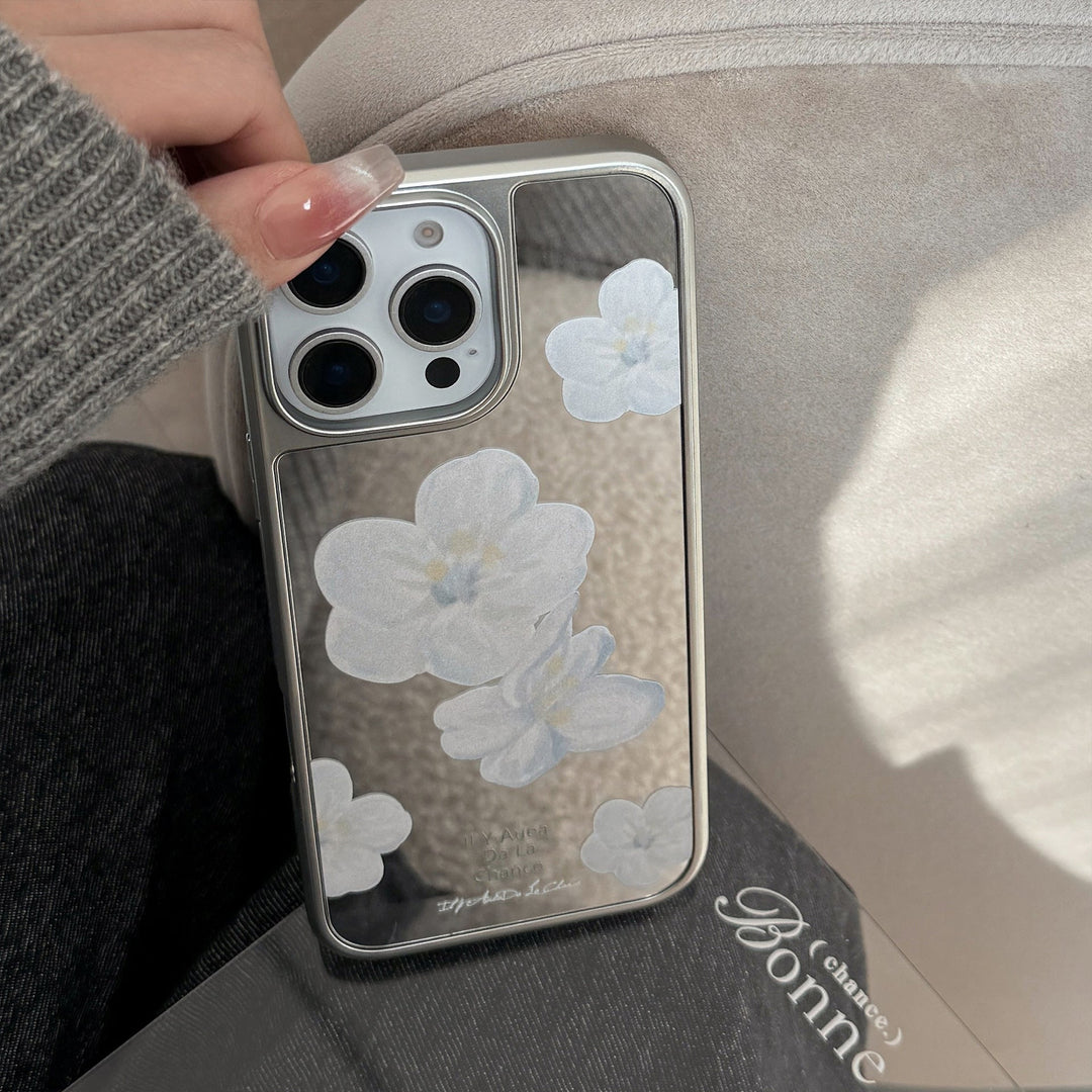 Temperamento suave para la funda de móvil Apple 15promax iphone17 espejo flor 13 coreano 15 galvanizado