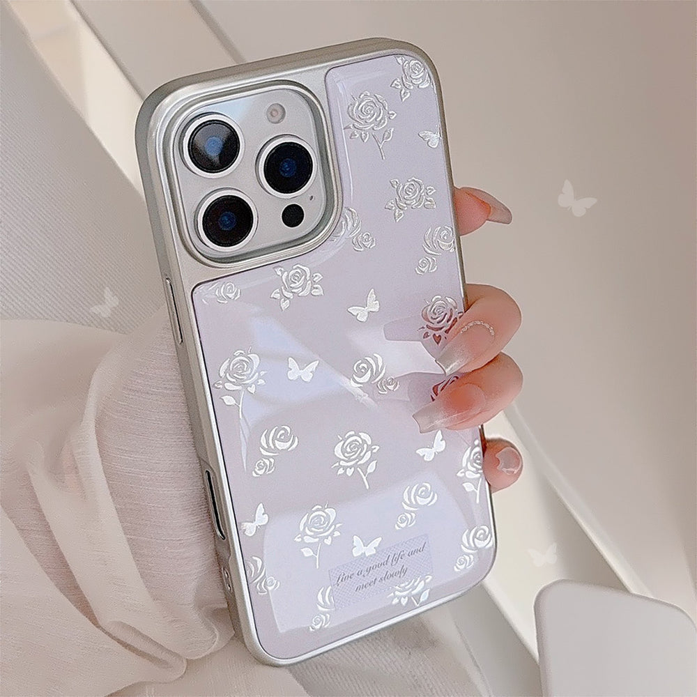 Mariposa rosa dorada para funda de teléfono móvil Apple 17 Pro Max iPhone 14, epoxi 13 suave 15