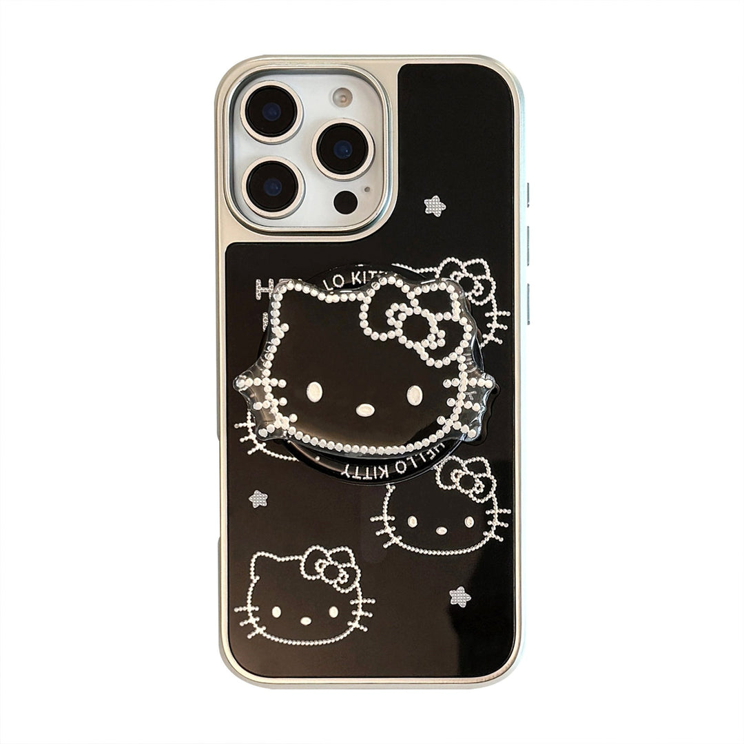 Gilt Apple 16promax mobile phone case flash diamond cat magnetic suction bracket iphone15 electroplating 17 Huawei application