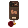 Funda para iPhone 16 de cuadros vintage, para iPhone 15 de cachorro de Navidad, para 14promax de cuero, cuerda de felpa 17