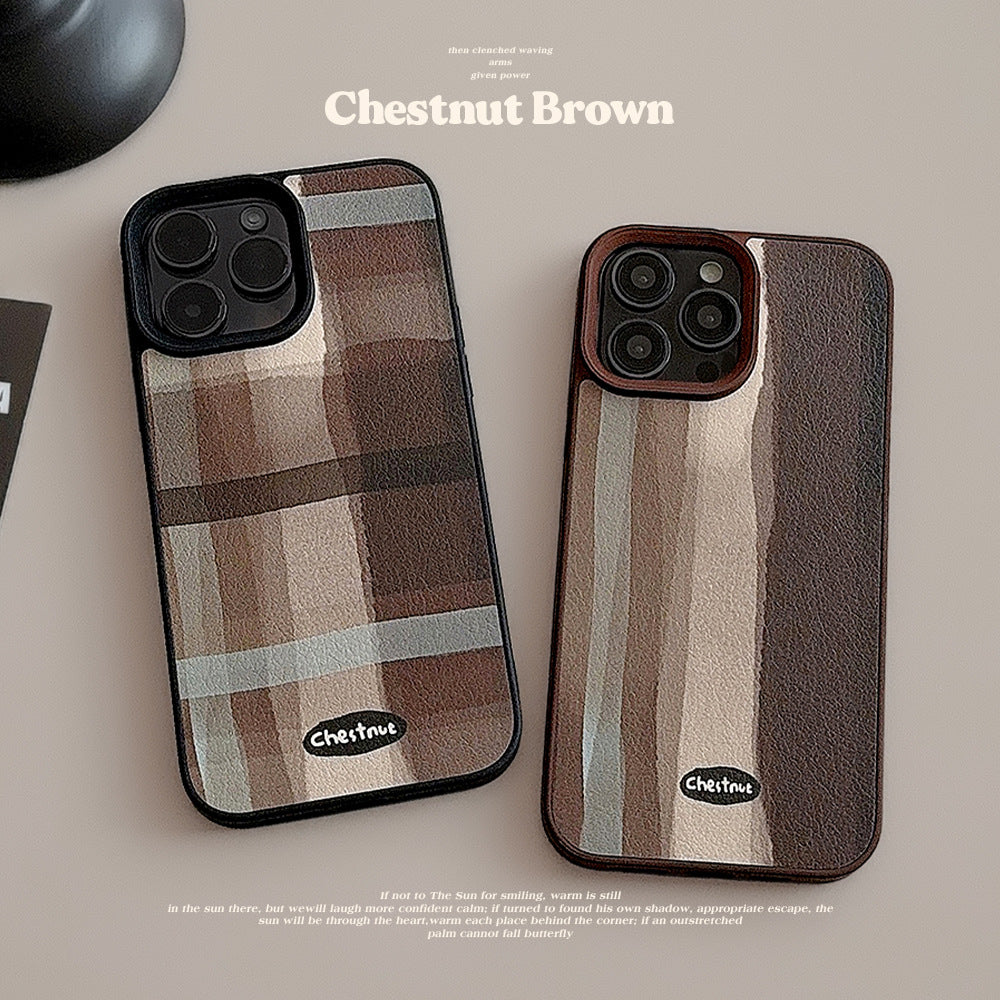 Funda para teléfono móvil iPhone 13 Maillard 11 de cuero Medieval a cuadros para Apple 16 17pro max 15