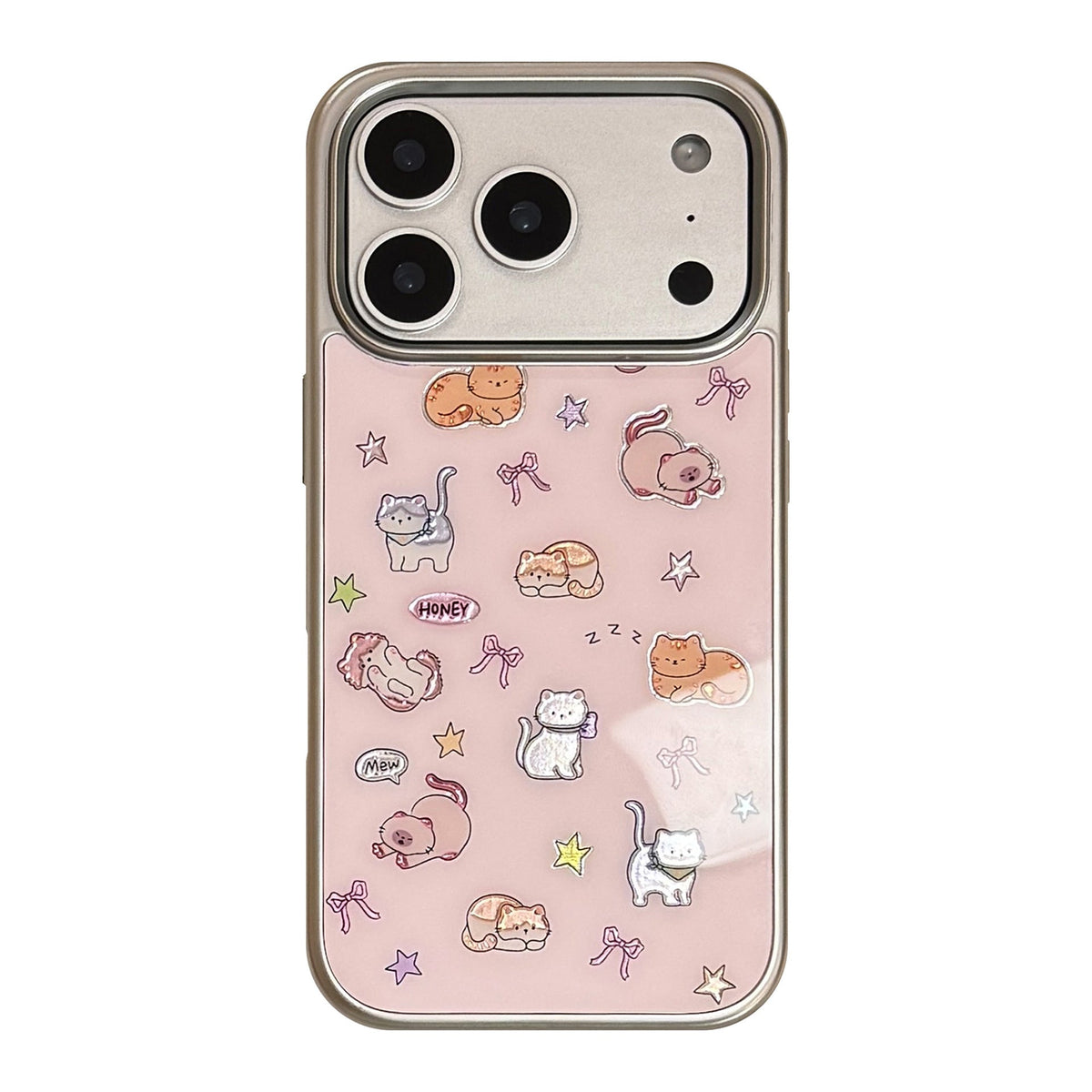 Gilt cute cat for apple 17pro max mobile phone case iphone16 electroplating 14 hard 13 huawei p70