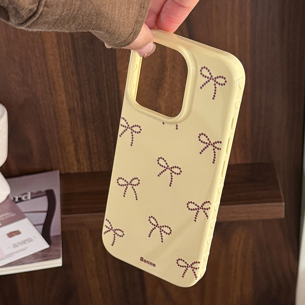 Gilt polka dot bow holder Apple 17 mobile phone case iphone16promax is suitable for 14 personalities 16 all-inclusive.