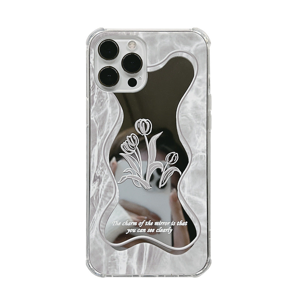 Cold wind flower mirror 16pro max apple iphone17 mobile phone case 15 sets 11 women 8plus suitable X
