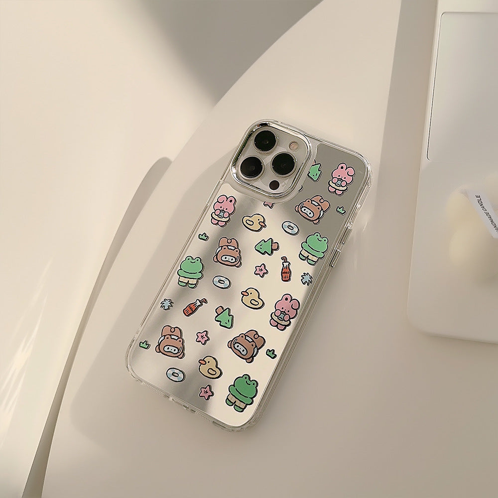 ins viento lindo 17pro max para iphone16 Funda para iPhone 12 espejo de maquillaje 11 espejo galvanizado 15