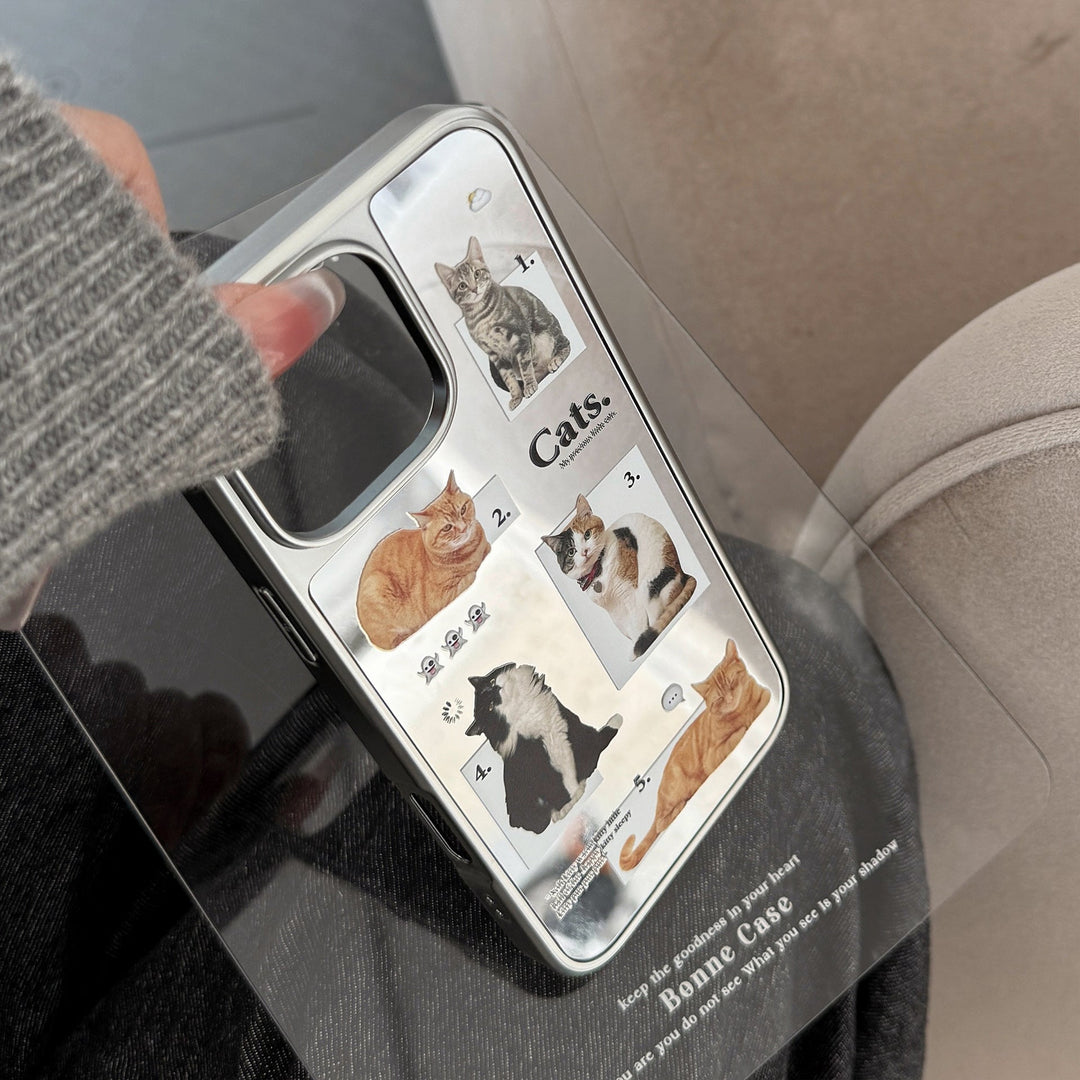 Funda para móvil Cat daily aplicación 16promax iphone17 espejo apple 15 galvanizado plata 13 nicho premium