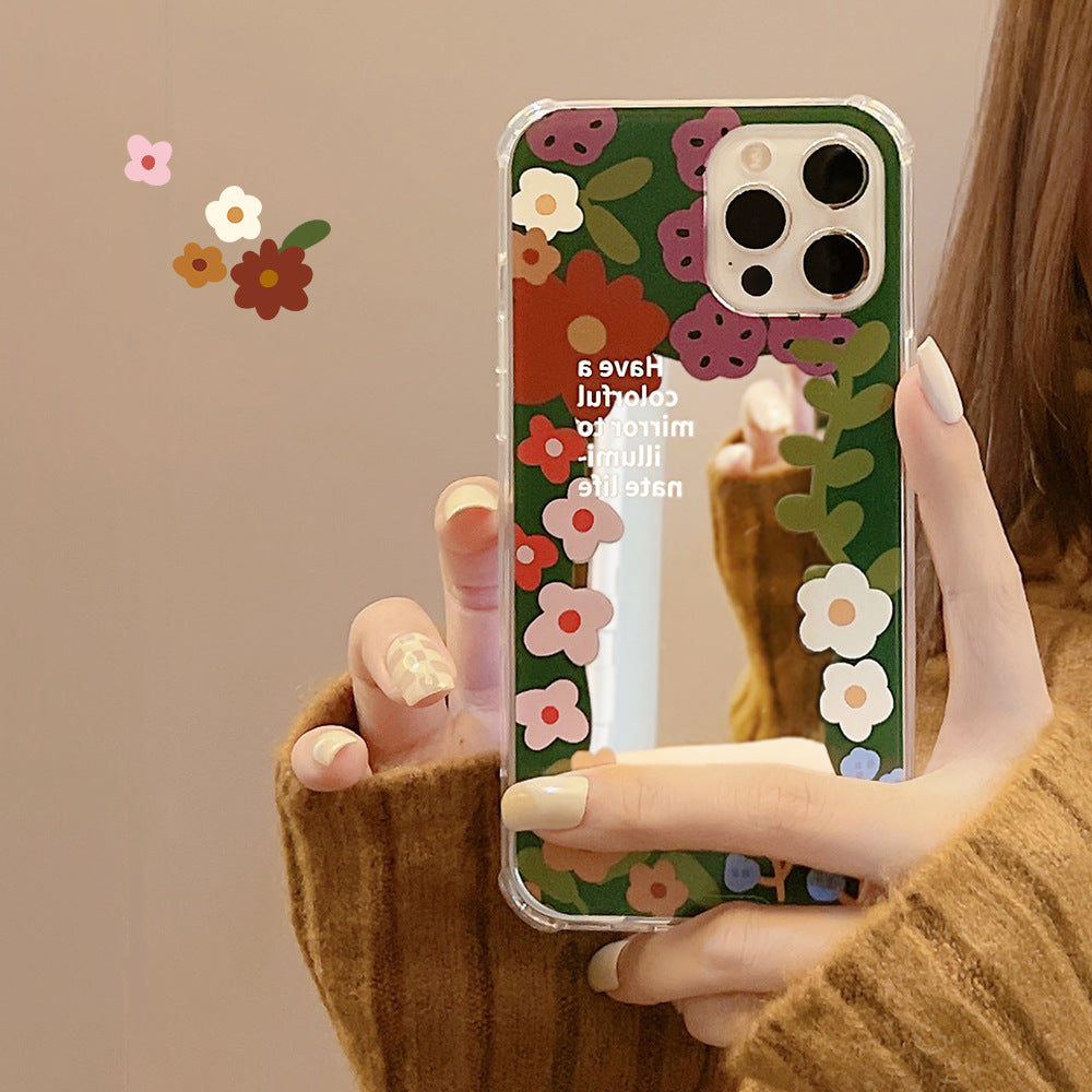 Funda para iPhone 16 con cara sonriente de flor de Hanfeng, silicona 17Promax, espejo de maquillaje 11 X/15