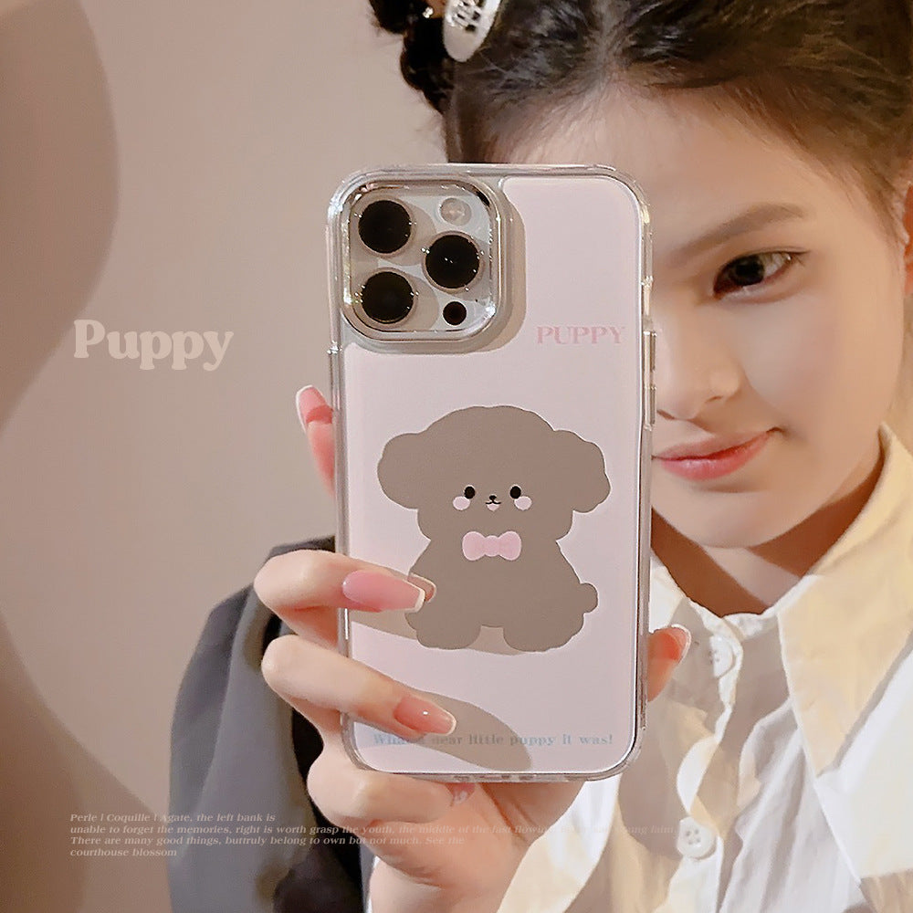 Bonito perro mascota iphone16 es adecuado para la funda de teléfono móvil Apple 17promax 15 superficie de espejo galvanizada 11 generación 12
