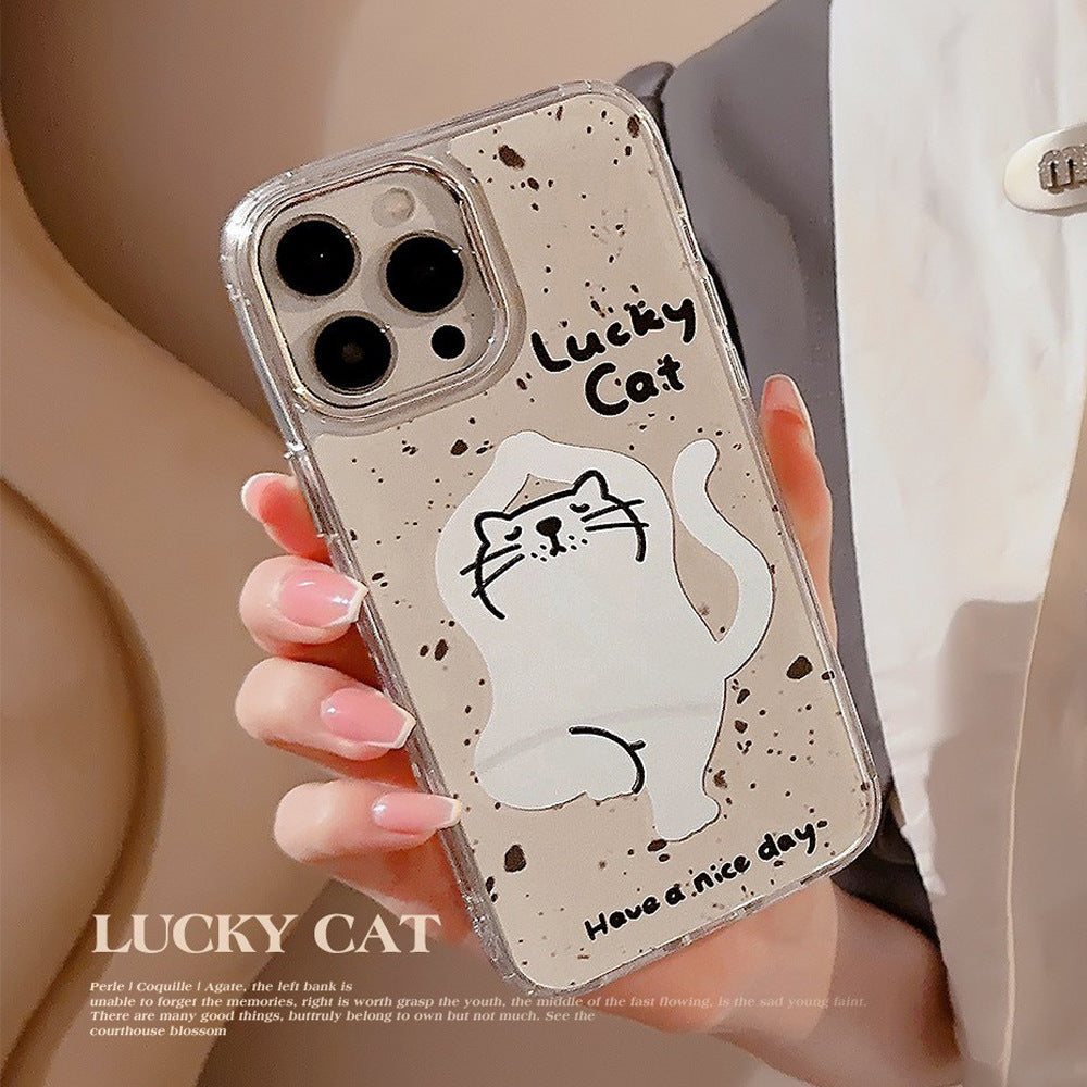Funda para iPhone 16 de gato de yoga adecuada para iPhone 15 Pro Max Apple 11 de dibujos animados divertidos 13 espejo 17 generación