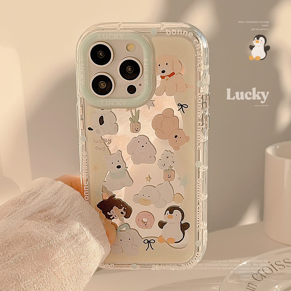 Cute pet mirror is suitable for 17ProMax Apple 15 mobile phone case iPhone16 fun cartoon 12 anti-drop 11 generation