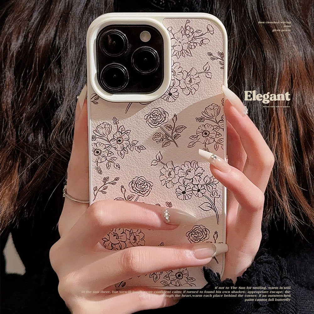 Líneas literarias funda para teléfono móvil iPhone16 Apple 15 cuero 11 adecuada para 13 antideslizante 17promax grandes marcas