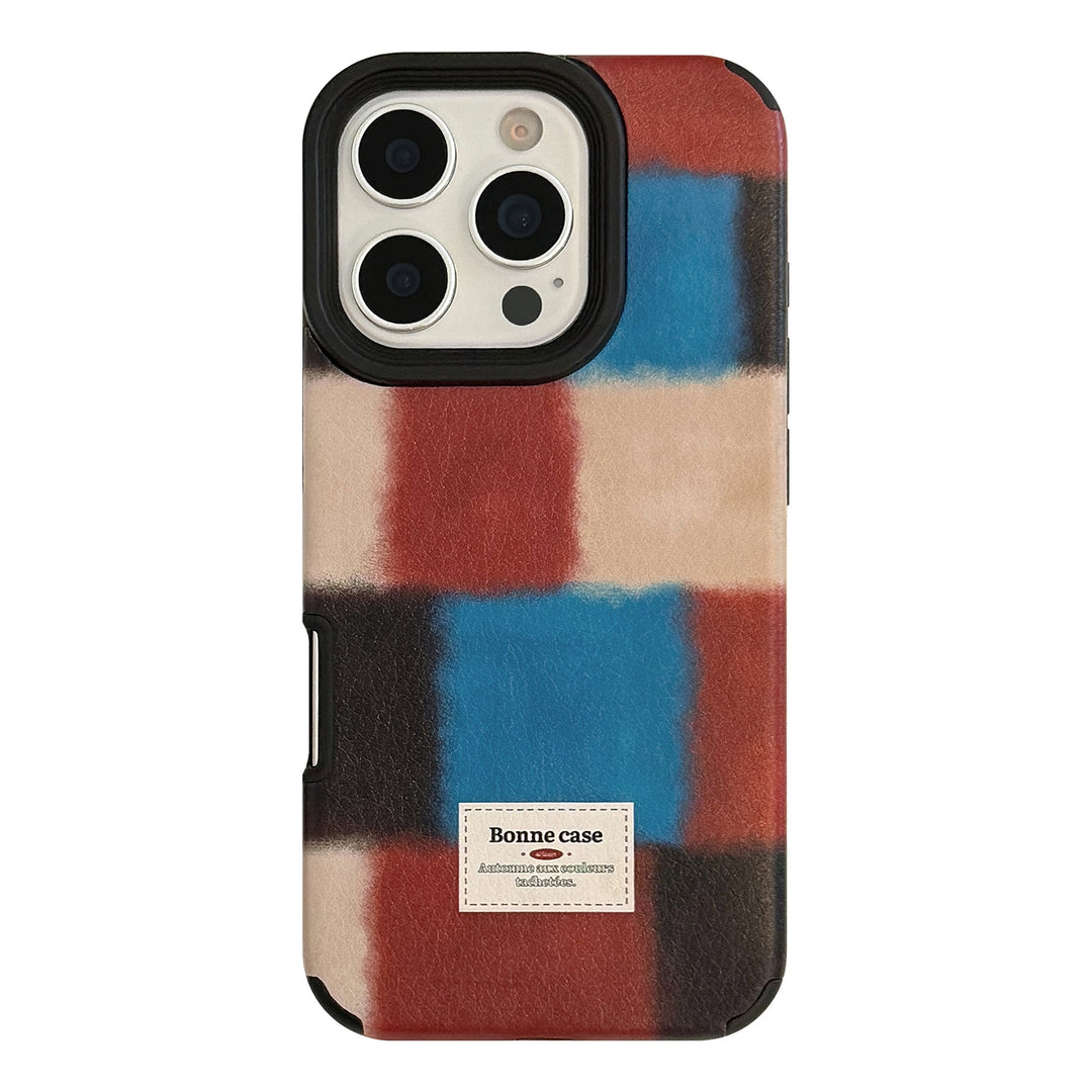 Empalme a cuadros retro personalizado para iPhone 16 Pro Max, funda para iPhone 17, iPhone 15 premium, iPhone 14 de cuero, iPhone 13