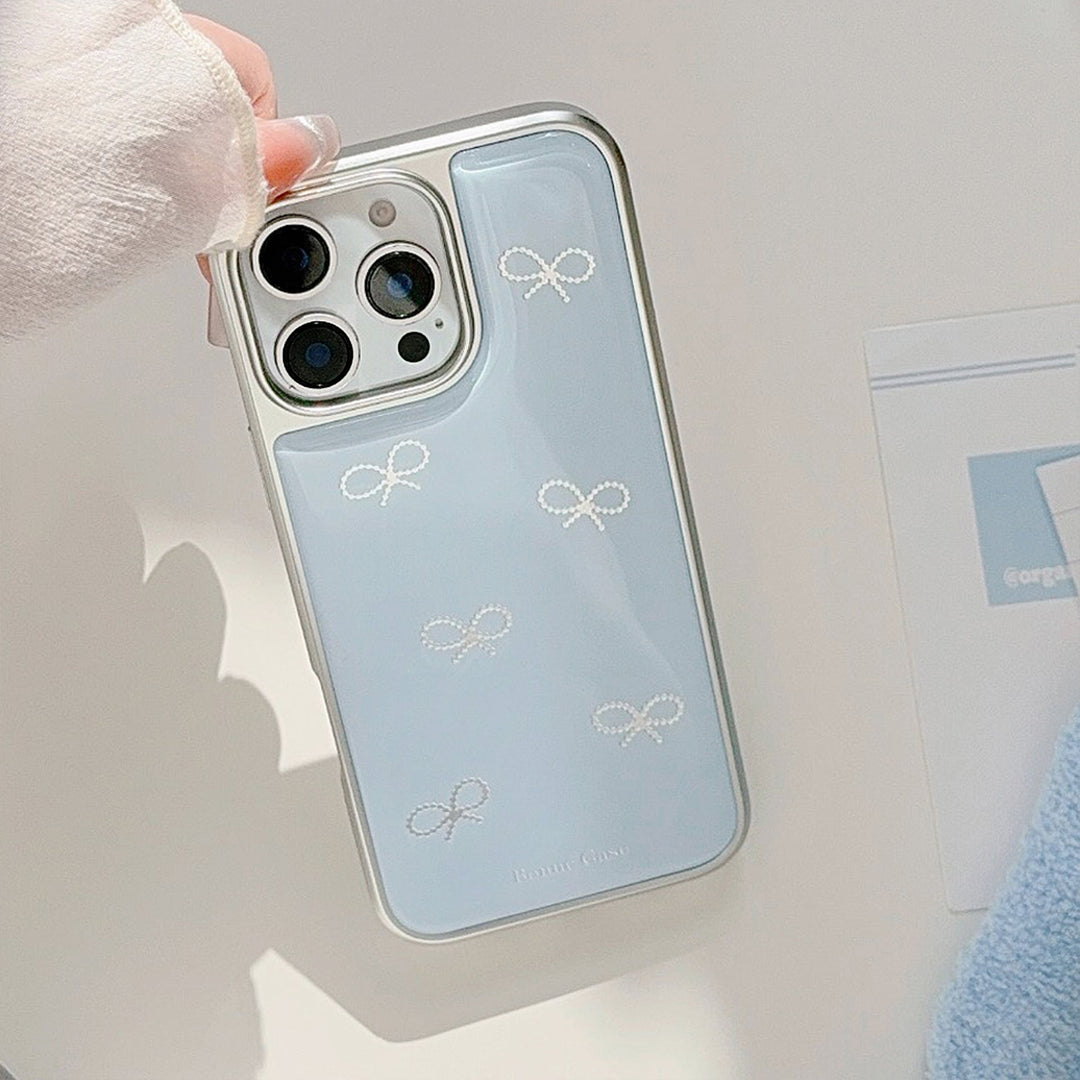 Gilt ins blue bow 16pro max mobile phone case iphone15 Epoxy 17 suitable for Huawei P70pro hard