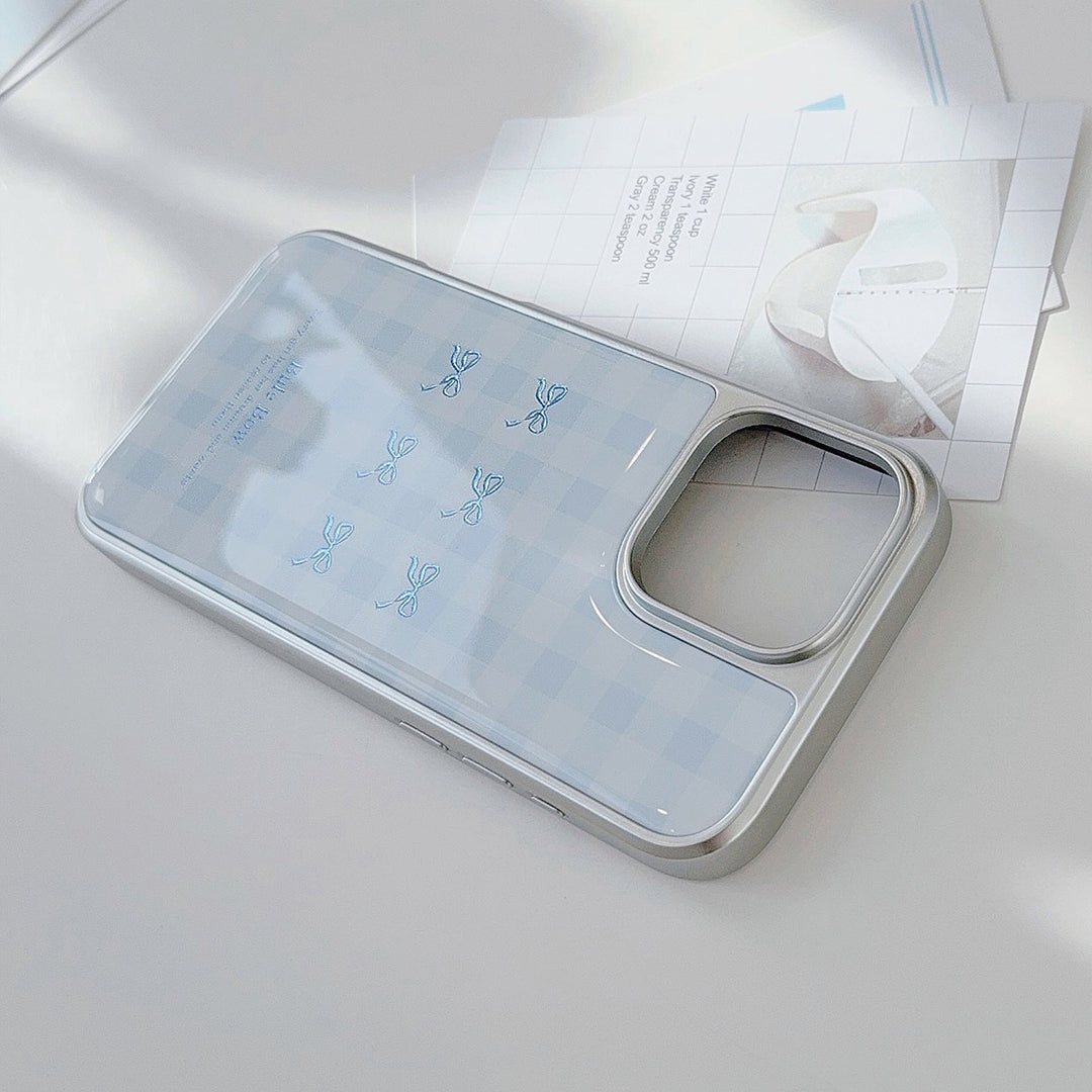 Funda de teléfono móvil dorada para iPhone 16, 17 Pro Max, a cuadros azules, 14 electrochapado, 13 epoxi, 15 para Apple/Huawei