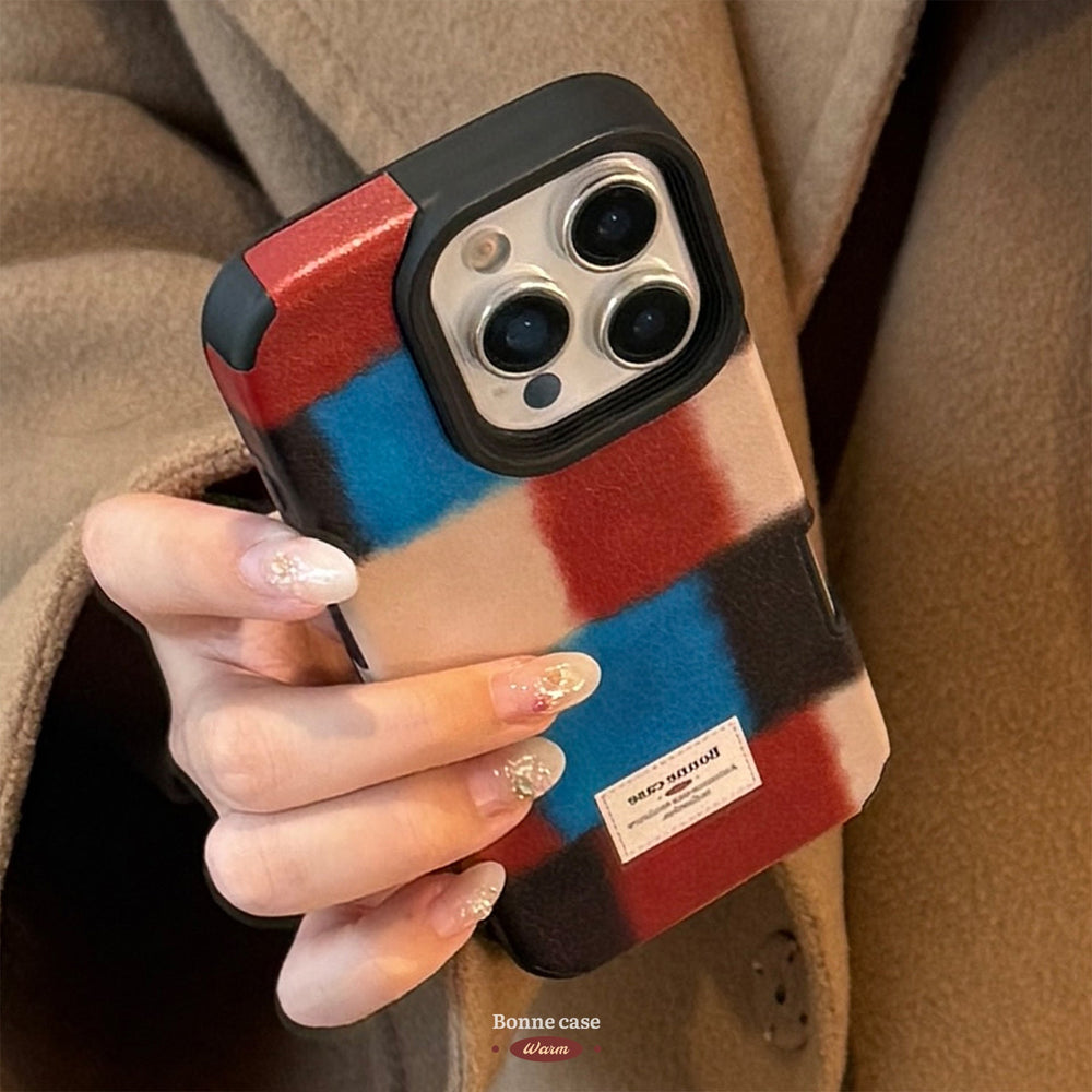 Empalme a cuadros retro personalizado para iPhone 16 Pro Max, funda para iPhone 17, iPhone 15 premium, iPhone 14 de cuero, iPhone 13