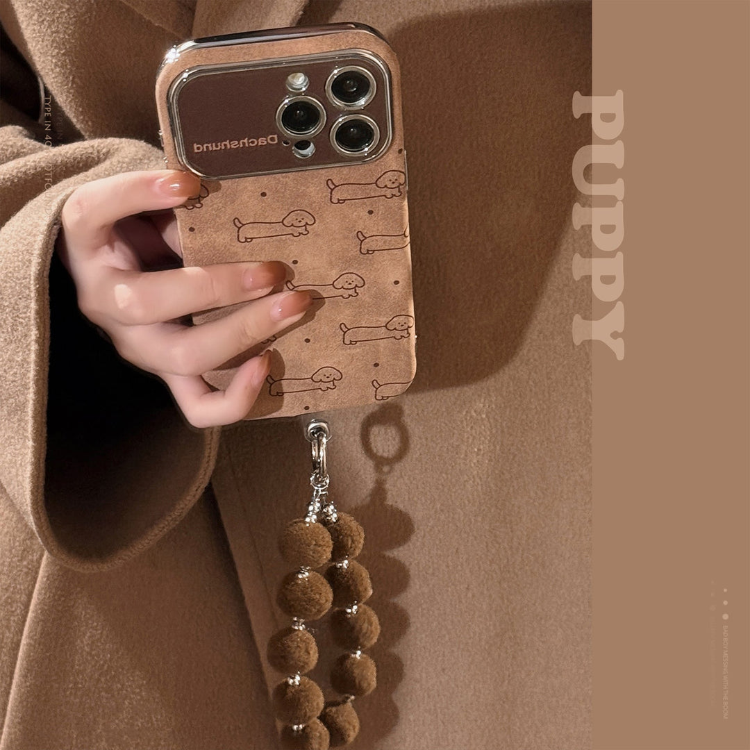 Divertidas líneas de franela con cachorros para funda de iPhone 15, correa para iPhone 16 Pro Max, 14 todo incluido, 17 blando
