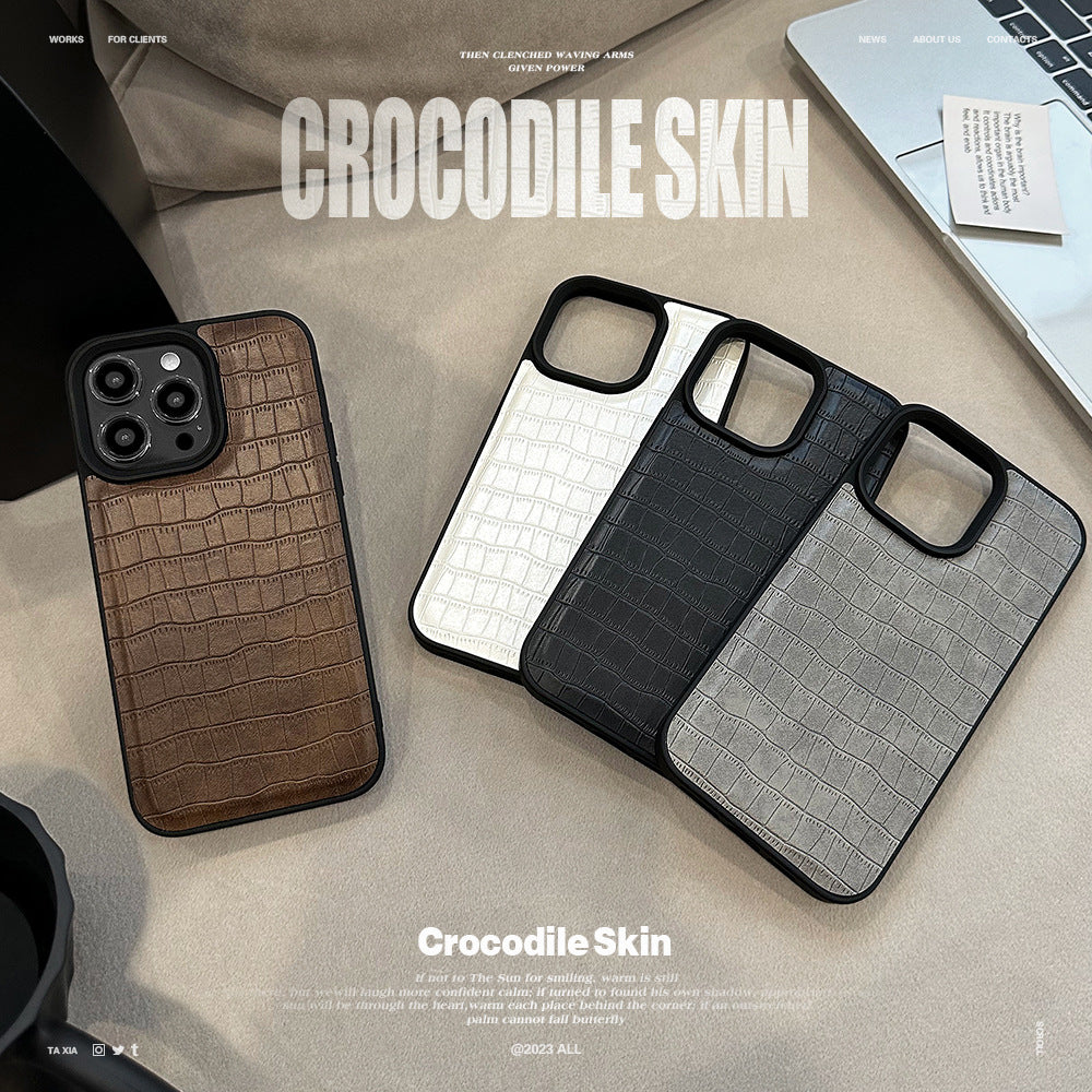 Funda de móvil retro de estilo premium 12 con estampado de piel de cocodrilo 15 para iPhone 13 17promax con personalidad 16