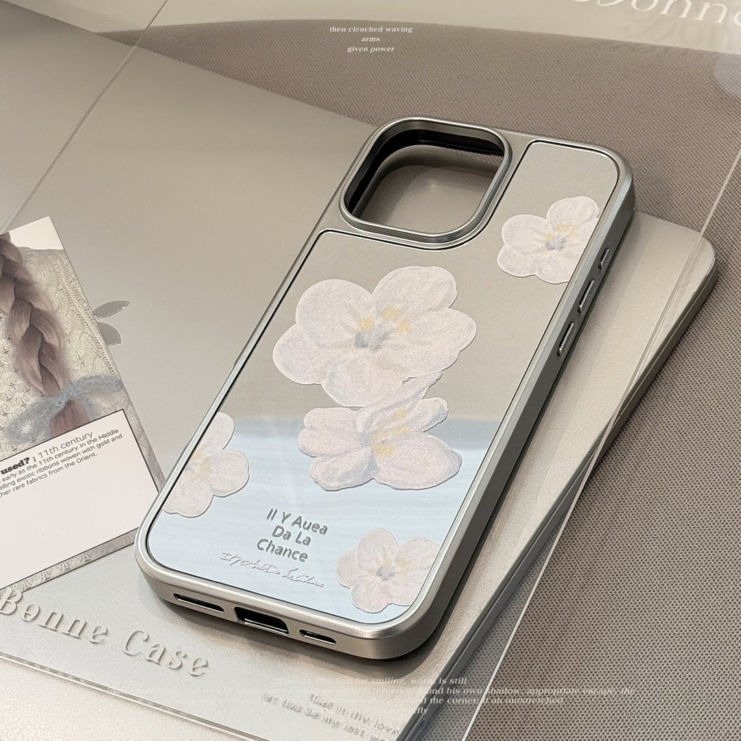 Temperamento suave para la funda de móvil Apple 15promax iphone17 espejo flor 13 coreano 15 galvanizado