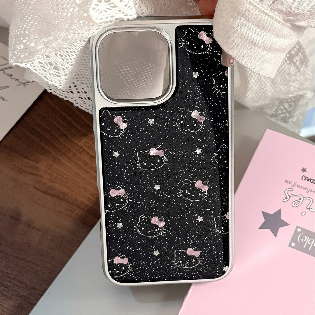 Purpurina dorada en estrella, funda para móvil de gato con 16promax para Apple 15, iPhone 17 galvanizada, Huawei P70