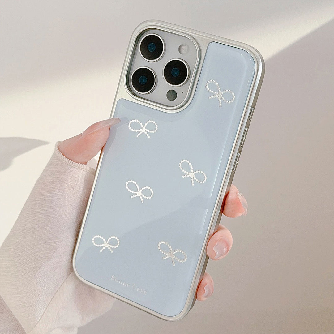 Gilt ins blue bow 16pro max mobile phone case iphone15 Epoxy 17 suitable for Huawei P70pro hard