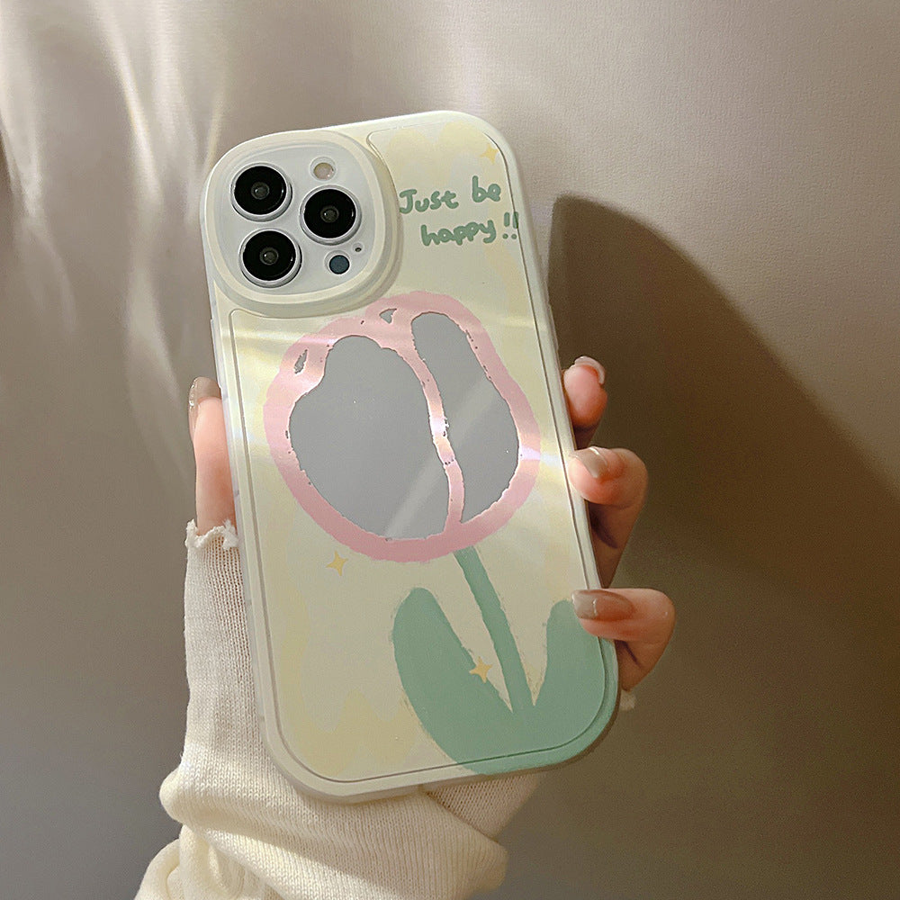 Creative mirror flower 15pro max apple 12 mobile phone case iphone16 makeup 14pro set 8p suitable for 11