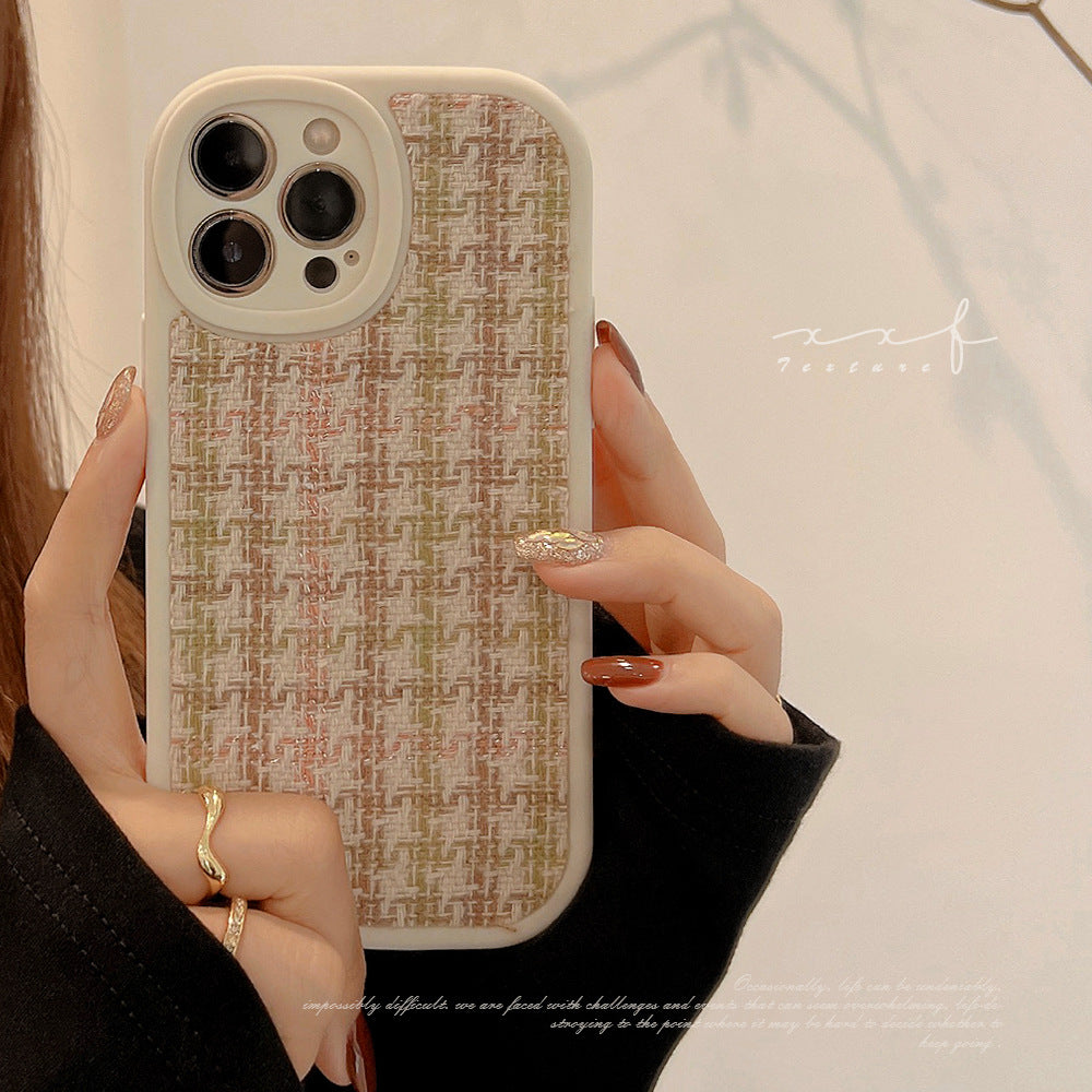 Funda para móvil Retro 17promax Apple 16 iPhone14, conjunto a cuadros 13pro 8 adecuado para cabello de 11ª generación 12 franela